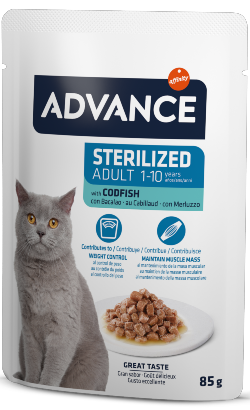 Ração húmida para Gatos Advance Cat Sterilized Codfish | Wet (Saqueta) Alimento húmido para Gatos Advance Cat Sterilized Codfish | Wet (Saqueta)
