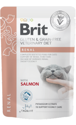 Alimento húmido Veterinário para Gatos Brit Gluten & Grain-Free Veterinary Diet Cat Renal Salmon in Gravy | Wet (Saqueta) Alimento húmido Veterinário para Gatos Brit Gluten & Grain-Free Veterinary Diet Cat Renal Salmon in Gravy | Wet (Saqueta)