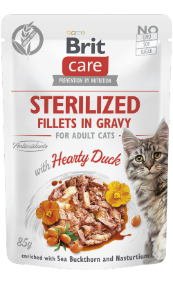 Alimento húmido para Gatos Brit Care Cat Sterilized Fillets in Gravy with Hearty Duck | Wet (Saqueta) Alimento húmido para Gatos Brit Care Cat Sterilized Fillets in Gravy with Hearty Duck | Wet (Saqueta)