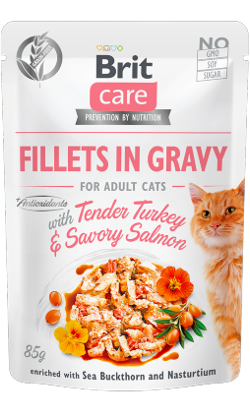 Brit Care Cat Tender Turkey & Savory Salmon in Gravy| Wet (Saqueta)