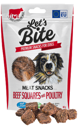 Brit Let's Bite Dog Meat Snacks Beef Squares with Poultry