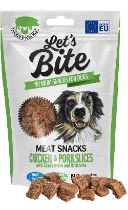 Brit Let's Bite Dog Meat Snacks Chicken & Pork Slices with Cranberries