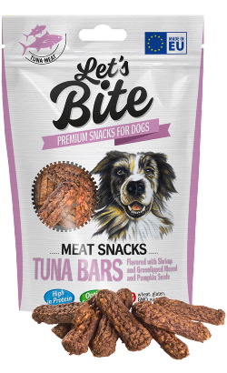 Brit Let's Bite Dog Meat Snacks Tuna Bars with Shrimps & Pumpkin Seeds 