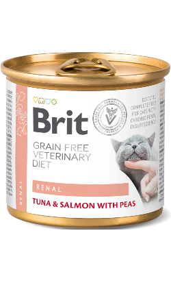 Brit Veterinary Diet Cat Renal Grain-Free Tuna & Salmon with Peas | Wet (Lata)