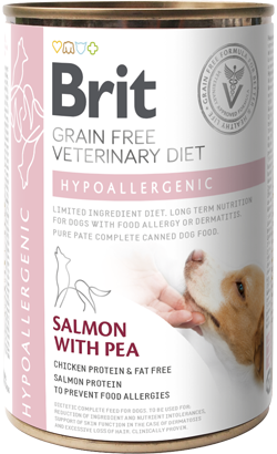 Brit Veterinary Diet Dog Hypoallergenic Grain-Free Salmon with Pea| Wet (Lata)
