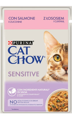 Ração húmida para Gatos Cat Chow Adult Sensitive Salmon & Courgette | Wet (Saqueta) Alimento húmido para Gatos Cat Chow Adult Sensitive Salmon & Courgette | Wet (Saqueta)