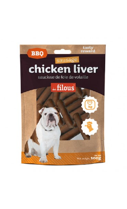 Biscoitos para cão Eurosiam Dog Snack Chicken Liver Sausage BBQ Biscoitos para cão Eurosiam Dog Snack Chicken Liver Sausage BBQ - Biscoitos & Snacks para Cães