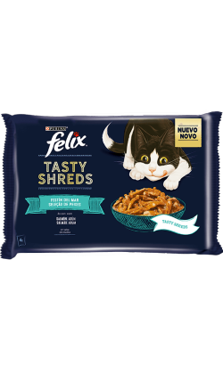 Felix Tasty Shreds Selecção de Peixes Atum e Salmão| Wet (Saqueta)
