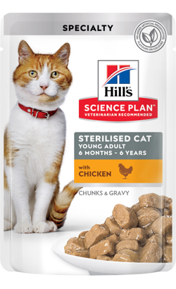 Hills Science Plan Adult Sterilised Cat Young Adult with Chicken | Wet (Saqueta)