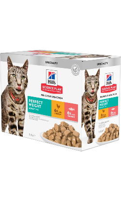 Hills Science Plan Cat Perfect Weight Adult with Chicken & Salmon Multipack | Wet (Saqueta)