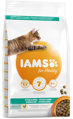 Iams for Vitality Light & Sterilised Cat Food with Fresh Chicken