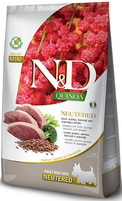 N&D Quinoa Dog Neutered Duck, Broccoli & Asparg Mini Adult