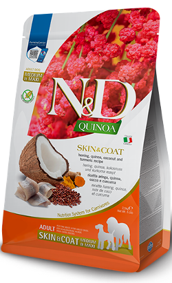 N&D Quinoa Dog Skin & Coat Herring & Coconut Adult Medium Maxi
