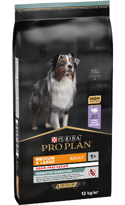 Ração para Cão Pro Plan Dog Grain-Free Medium & Large Adult Sensitive Digestion Turkey Ração para Cão Pro Plan Dog Grain-Free Medium & Large Adult Sensitive Digestion Turkey - Alimentação e Rações para Cães