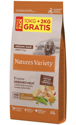 Ração para Cão Natures Variety Dog No Grain Medium Maxi Adulto Frango - Bónus Ração para Cão Natures Variety Dog No Grain Medium Maxi Adulto Frango - Bónus