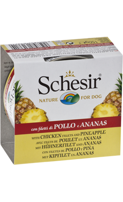 Ração húmida para Cão Schesir Dog Filete de Frango com Ananas em Gelatina | Wet (Lata) Ração húmida para Cão Schesir Dog Filete de Frango com Ananas em Gelatina | Wet (Lata) - Alimentação e Rações para Cães