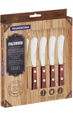 Tramontina Kit Facas Manteiga em Aço Inox Polywood Vermelho 